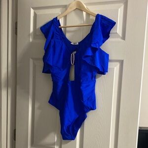 Vibrant Blue Ruffled Swimsuit